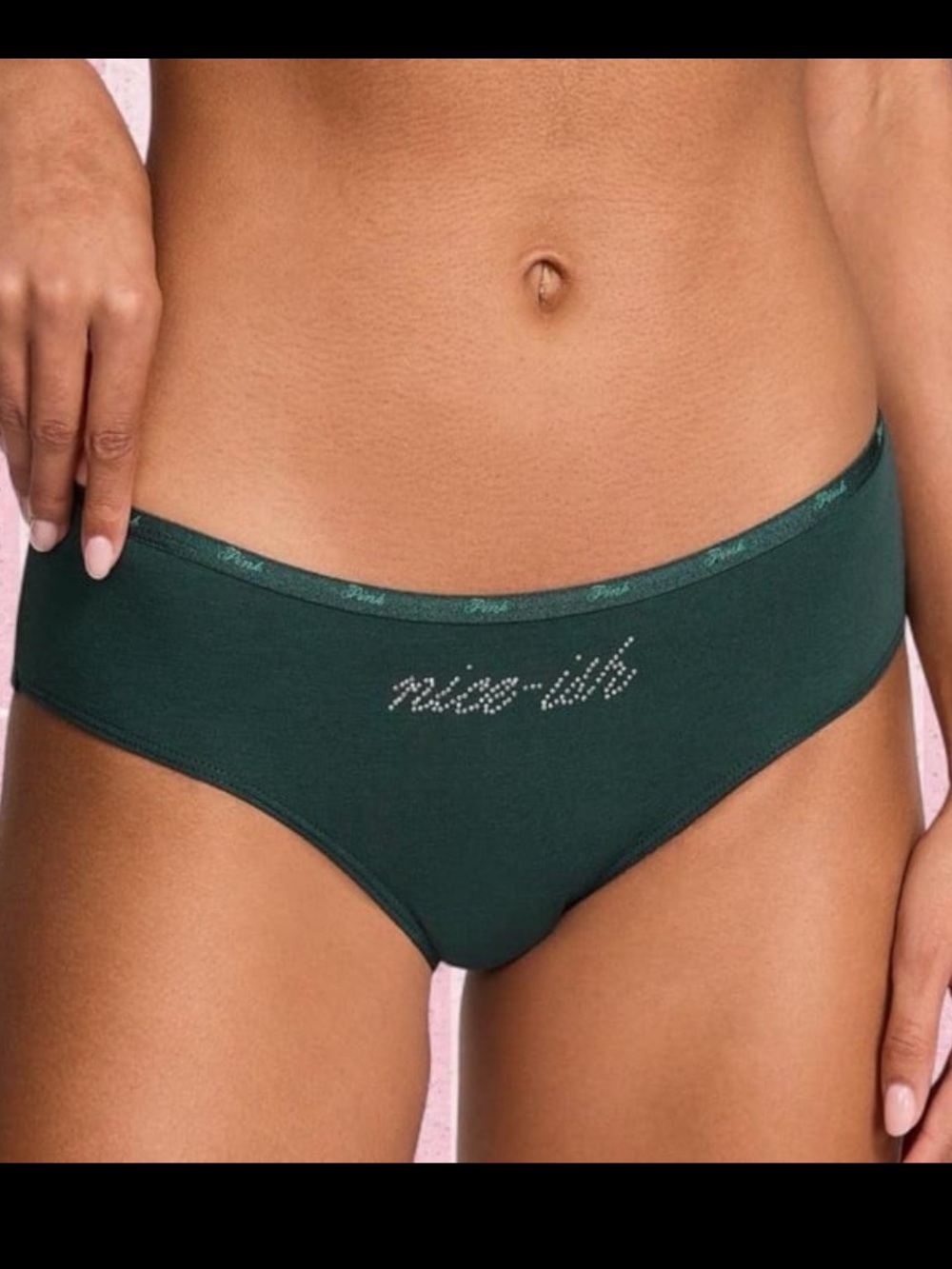 Victoria’s Secret PINK Hiphugger Panty Green “Nice-Ish” Medium NWT